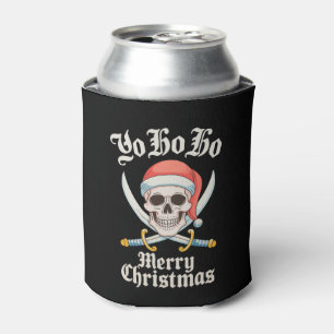 Yo Ho Ho Merry Christmas Pirate Xmas Skull Holiday Can Cooler