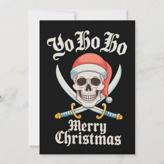 Yo Ho Ho Merry Christmas Pirate Xmas Skull Holiday Card
