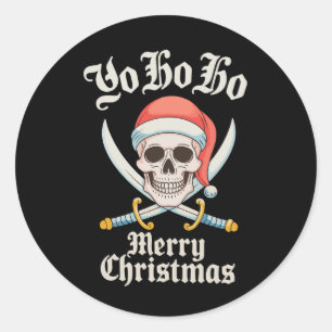 Yo Ho Ho Merry Christmas Pirate Xmas Skull Holiday Classic Round Sticker