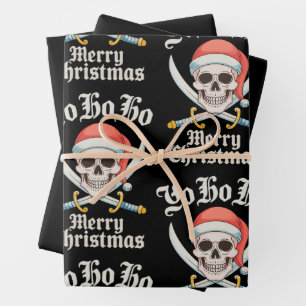 Yo Ho Ho Merry Christmas Pirate Xmas Skull Holiday Wrapping Paper Sheet