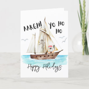 Yo Ho Ho Pirate Santa Christmas   Holiday Card