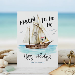 Yo Ho Ho Pirate Santa Christmas Holiday Card