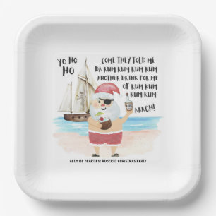 Yo Ho Ho Pirate Santa Christmas Party  Paper Plate