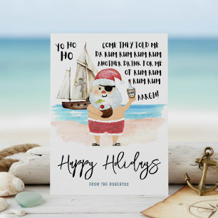 Yo Ho Ho Pirate Santa Rum Beach Christmas Holiday Card