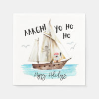 Yo Ho Ho Pirate Santa Ship Sea Christmas