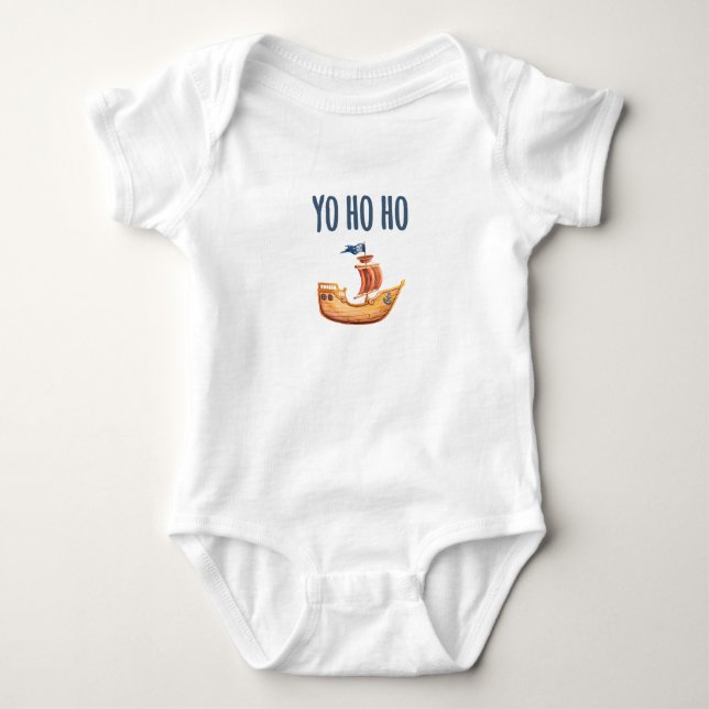 Yo Ho Ho Pirate Ship Baby Bodysuit (Front)