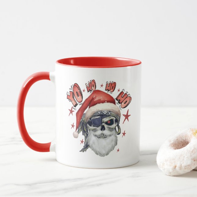 Yo Ho Yo Ho Pirate Life at Christmas Mug (With Donut)