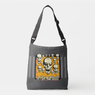 Yo I Got Mad Skulls Frame Grey Stripe Flip Crossbody Bag