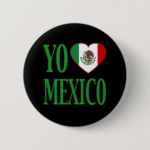 Yo Love Mexico (I love Mexico) with Flag Heart 6 Cm Round Badge