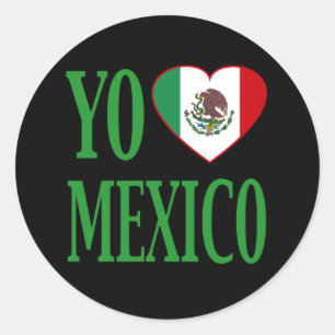 Yo Love Mexico (I love Mexico) with Flag Heart Classic Round Sticker
