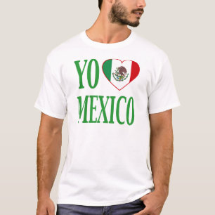 Yo Love Mexico (I love Mexico) with Flag Heart T-Shirt