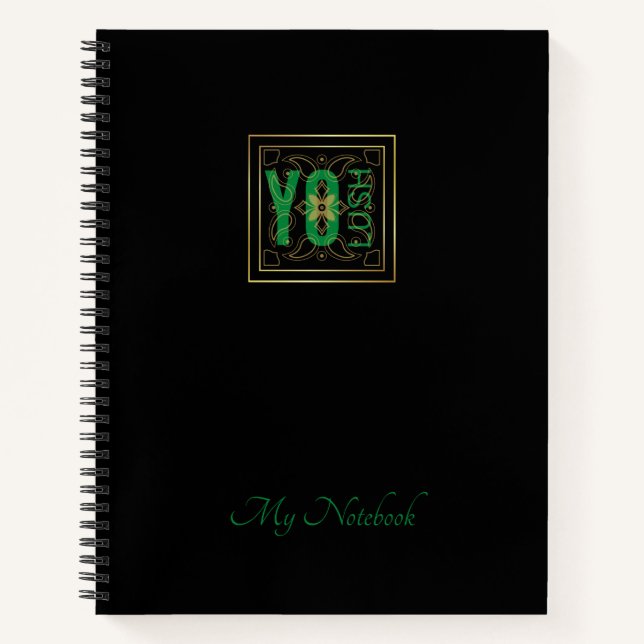 YO LUSH logo fan black Notebook (Front)