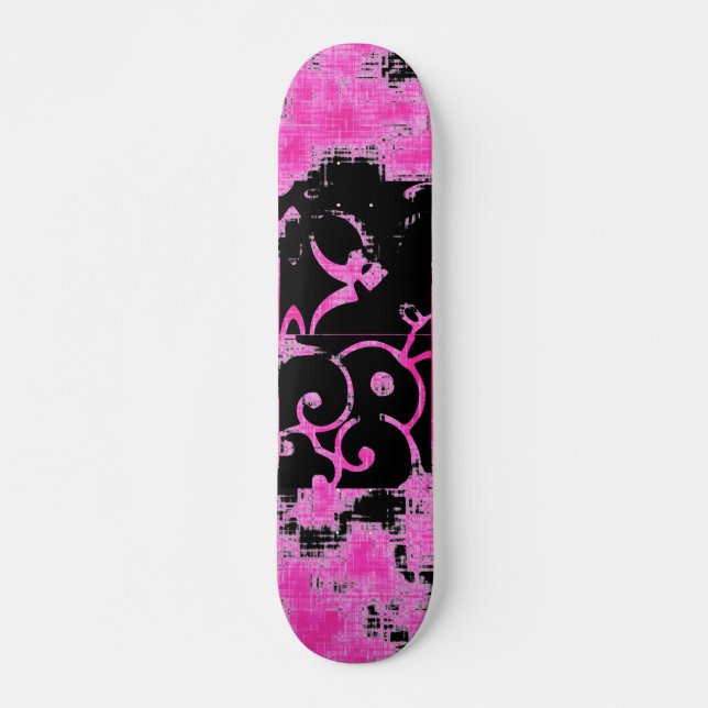 Yo Pink Grunge Skateboard (Front)