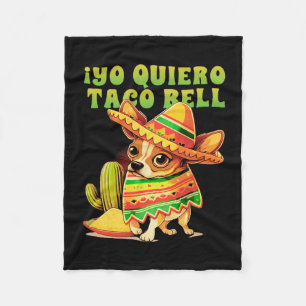 Yo Quiero Taco Chihuahua Dog Vintage Funny Bell  Fleece Blanket
