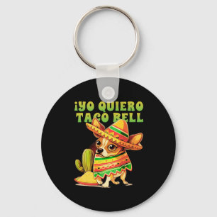 Yo Quiero Taco Chihuahua Dog Vintage Funny Bell  Key Ring