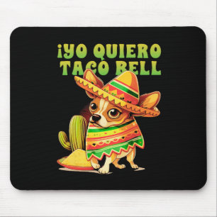 Yo Quiero Taco Chihuahua Dog Vintage Funny Bell Mouse Mat