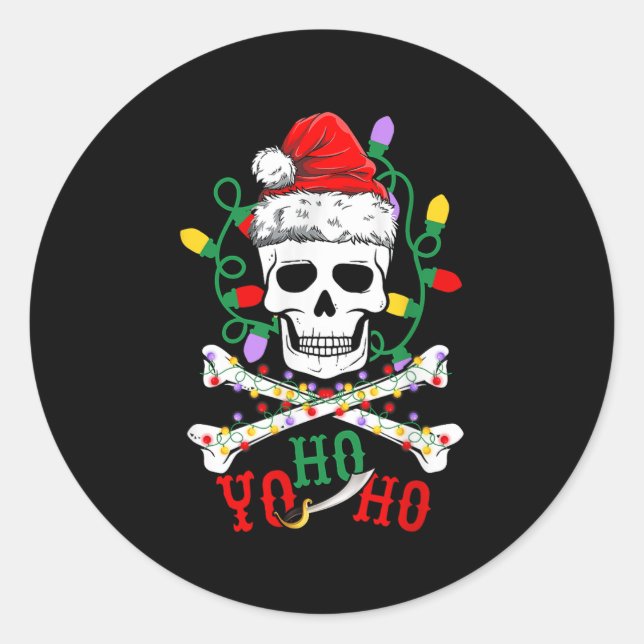Yo S Ho Rate Boat Cruise Xmas Skull Crossbones Chr Classic Round Sticker (Front)