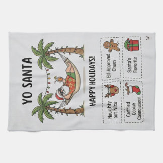 Yo Santa Funny Summer Christmas Tropical Holiday Tea Towel