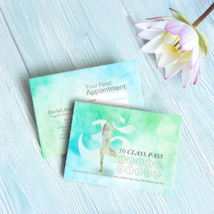 YOGA 10 Class Pass Appointment Meditation Pose Om  Loyalty Card
