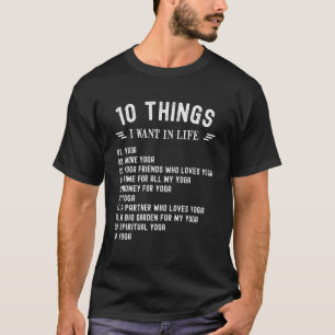 Yoga  10 Things I Want In Life   Vintage Retro T-Shirt