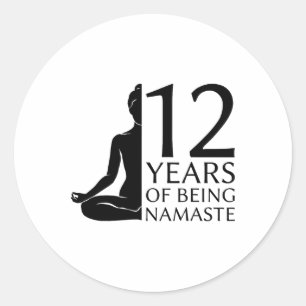 Yoga 12 Years Awesome Meditation Namaste 12th Birt Classic Round Sticker