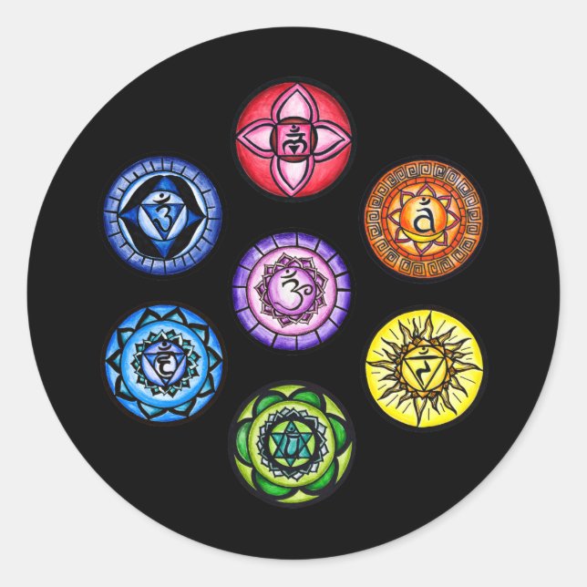 Yoga - 7 Chakras Energy Classic Round Sticker (Front)