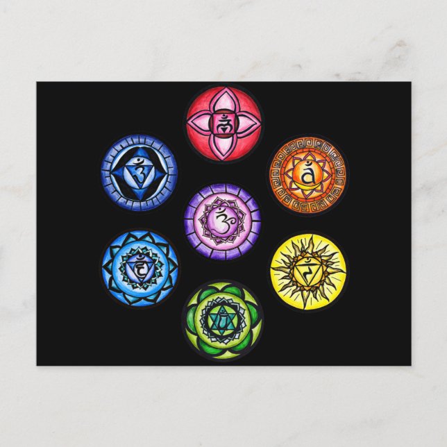 Yoga - 7 Chakras Energy Postcard (Front)