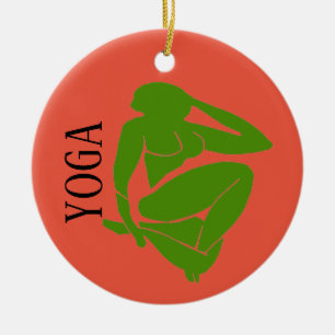 YOGA, add, edit text Ceramic Tree Decoration