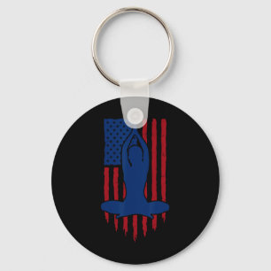 Yoga American Flag For Yoga Lovers Patriotic Usa F Key Ring