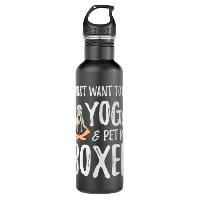 Yoga and Boxer for Funny Dog Mum Gift Idea 710 Ml Water Bottle (Front)