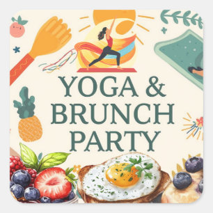 Yoga and Brunch Party  Square Sticker