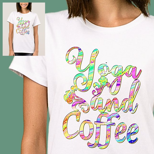 Yoga and Coffee Pastel Marbled on White            T-Shirt (Creator Uploaded)