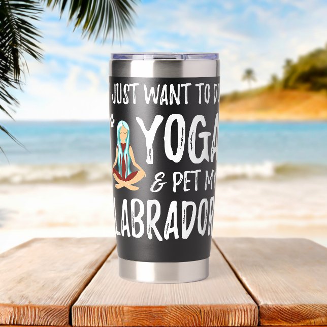 Yoga and Labrador Labrador Dog Mum Insulated Tumbler (Beach (Rotated))