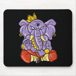 Yoga And Meditation Ganesh Elephant With Three Eye Mouse Mat