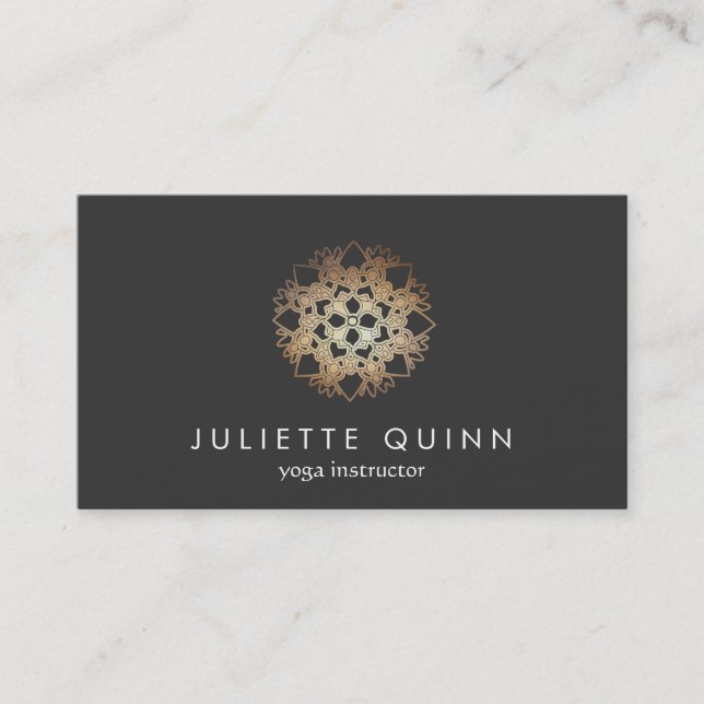 Yoga and Meditation Gold Lotus Mandala Business Card (Front)