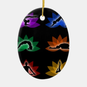 yoga and meditation symbols ceramic tree decoration