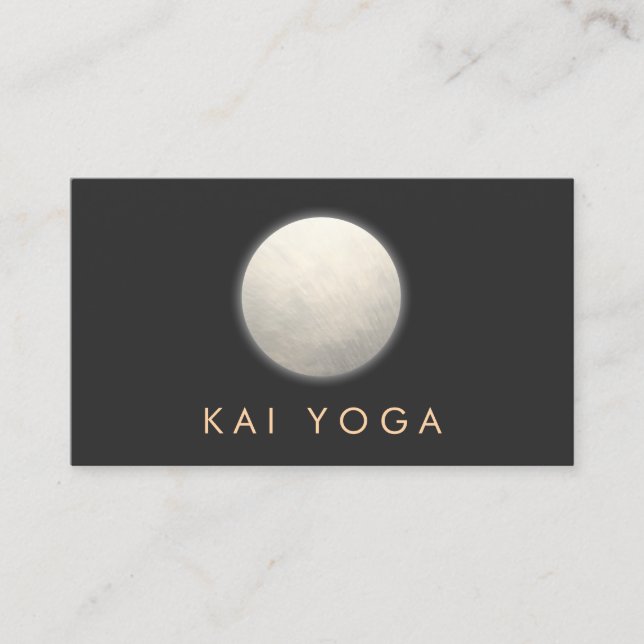 Yoga and Meditation Teacher Silver Zen Circle  Business Card (Front)