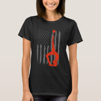 Yoga and Wine - Vintage USA American Flag for Yoga T-Shirt
