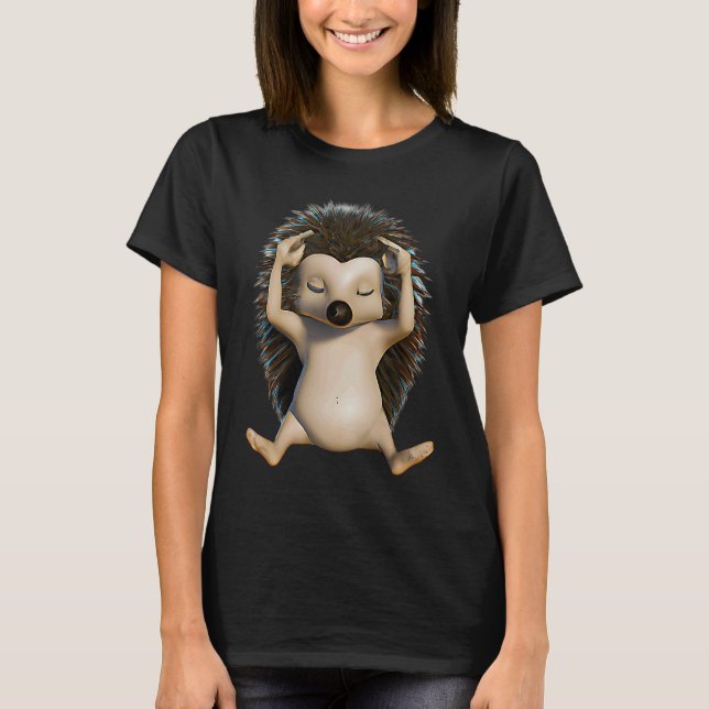 Yoga Animal  Hedgehog in Yoga Pose  Unique Yoga  1 T-Shirt (Front)