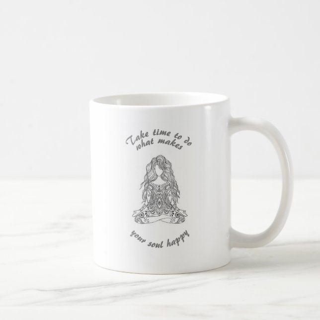 Yoga appears sees happy message coffee mug (Right)