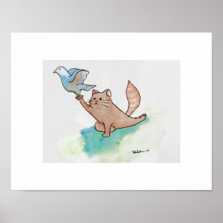 Yoga-Art Cat in Pigeon Poster