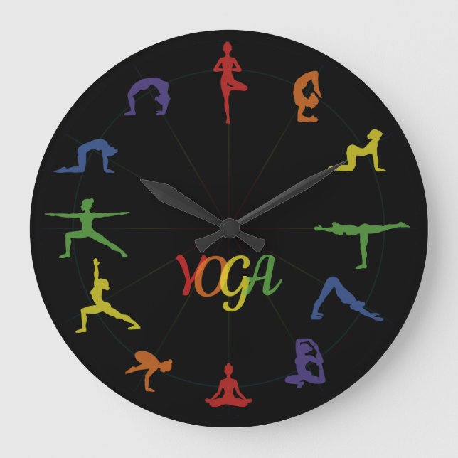 Yoga Asana Large Clock (Front)