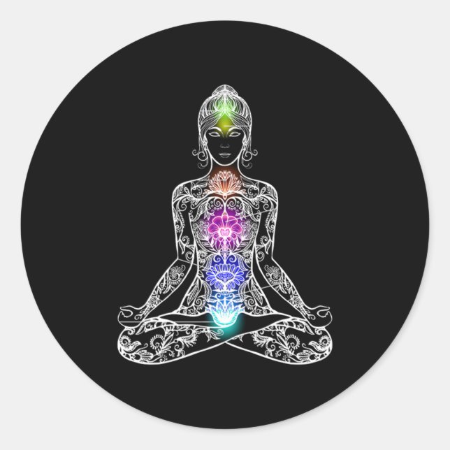 Yoga Asana Meditation Chakra Buddhism Spiritual Gi Classic Round Sticker (Front)