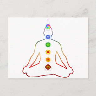Yoga Asana Siddhasana Pose with 7 Chakras Postcard