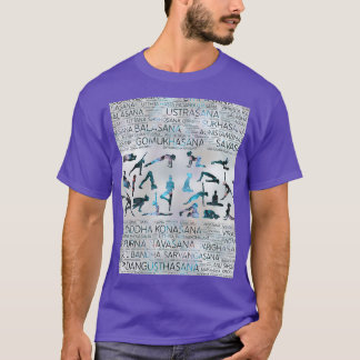 Yoga Asanas Poses Sanskrit Word Art Labradorite on T-Shirt