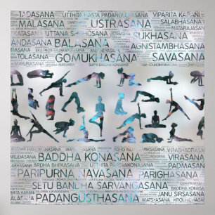 Yoga Asanas / Poses Sanskrit Word Art  Labradorite Poster