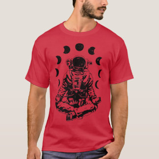 Yoga Astronaut Moon Phase Zen Meditation Lotus Pos T-Shirt