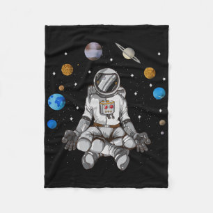 Yoga Astronaut Space Galaxy Planets Meditate Moon Fleece Blanket