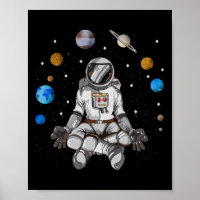 Yoga Astronaut Space Galaxy Planets Meditate Moon