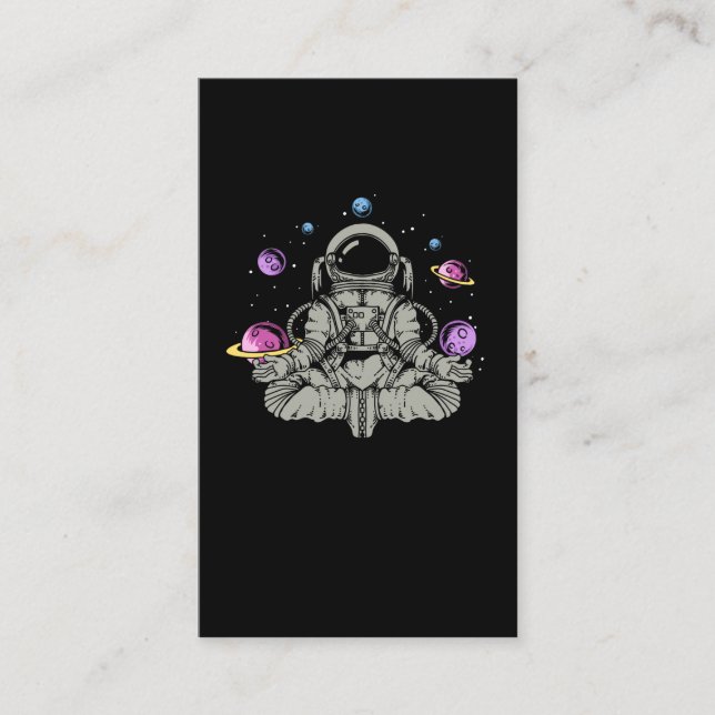 Yoga Astronaut Space Planets Business Card (Front)